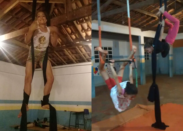 Estudantes da escola Rui Barbosa durante aulas de circo